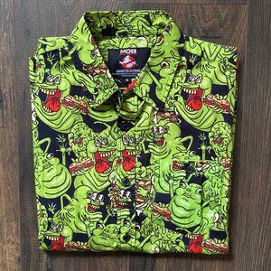 Ghostbusters Slimer Button Down Shirt by Middle of Beyond (MOB) Size Medium